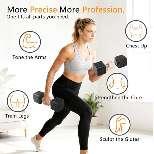 HEBLIJA 4-in-1 Adjustable Dumbbell Set 20LB Black, Space-Saving Home Gym Equipment