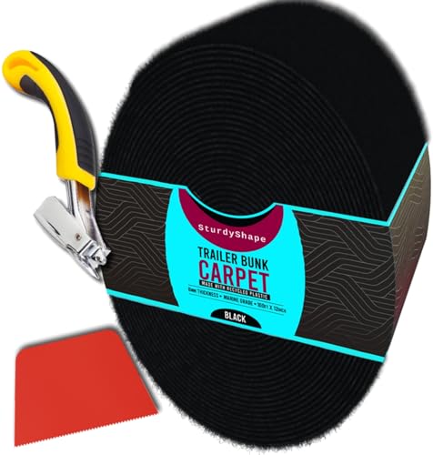 Boat Trailer Bunk Carpet Kit - 12 Inch x 100 Ft Marine Grade Cover Black
