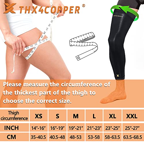 Large Copper Infused Full Leg Compression Sleeves for Support and Pain Relief