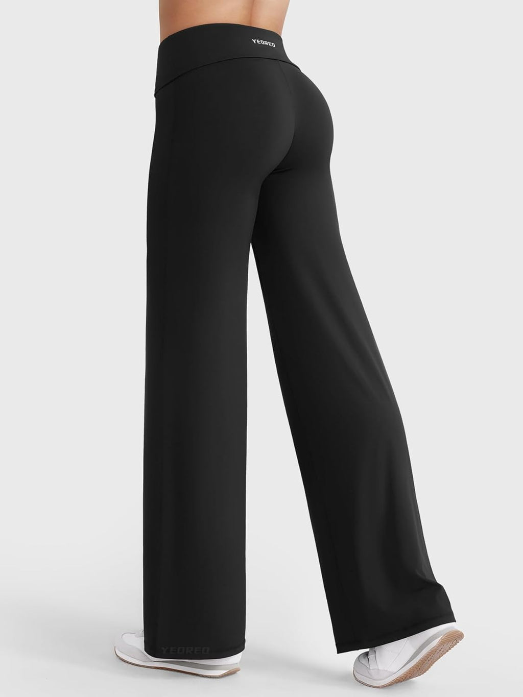 YEOREO VitaWeave Straight Leg Leggings - Women's Fold Over Wide Leg Pants | 31.5" Casual Gym Wear