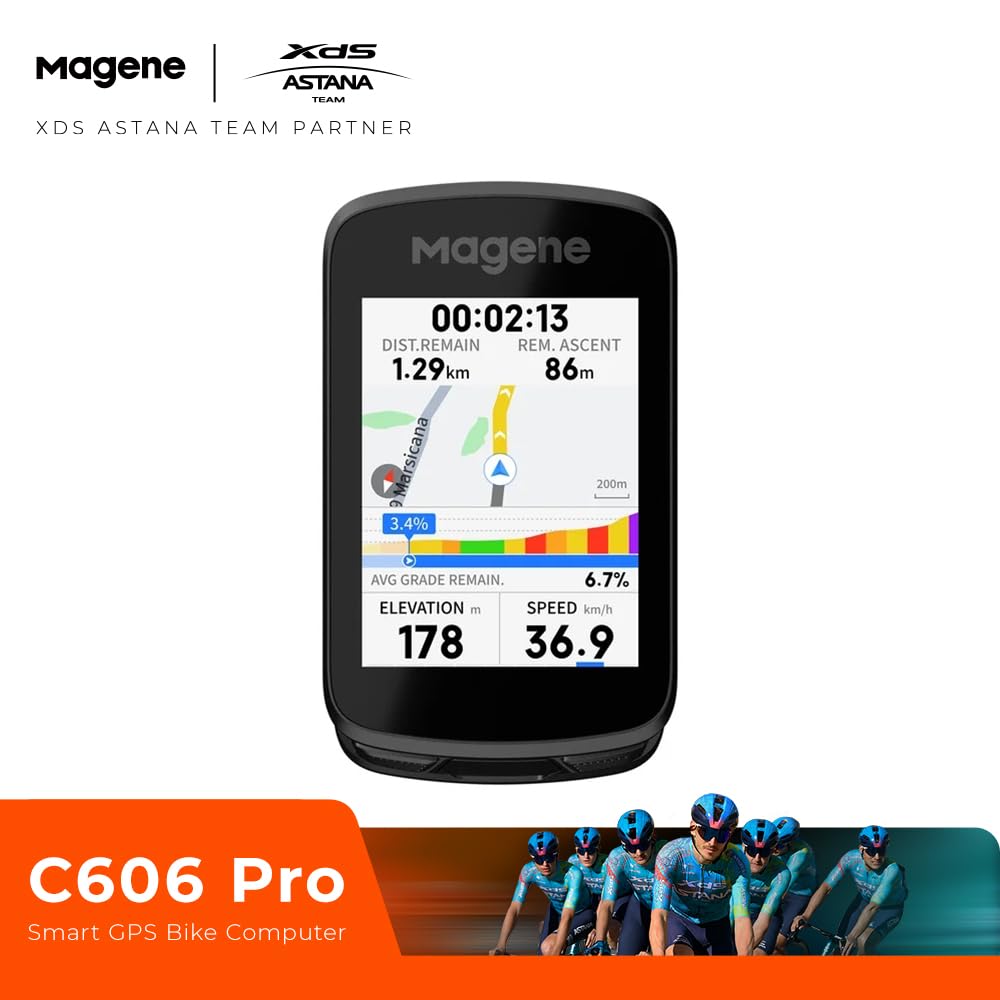 Magene C606 Pro GPS Bike Computer – 2.8" Transflective Touchscreen, 25Hr Battery, Map Navigation, Climb Pro, Live Segments, ANT+/Bluetooth Cycling Computer