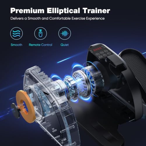NEWBULIG Black Under Desk Elliptical Machine with Remote, 12 Speeds, Reverse & Forward