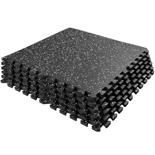 Interlocking Gym Floor Tiles 24 Sq Ft Rubber & EVA Foam Workout Mat - Home & Garage Protection