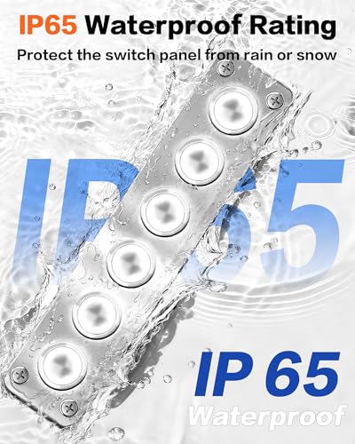 Marine Rocker Switch Panel 6 Gang Aluminum with White LED Indicator - 12-24V, Waterproof