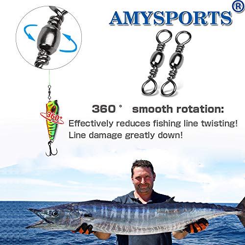 High Strength Fishing Swivels Set 50 pcs Size 1/0 117lb Stainless Steel Tackle