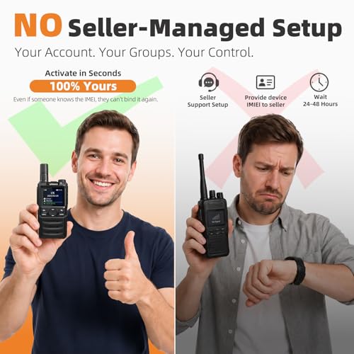 UNIKOO 2 Pack 4G LTE Walkie Talkies with Unlimited Nationwide Range | POC Radios
