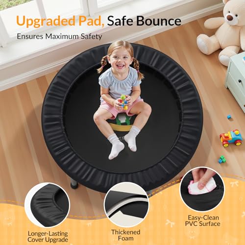 BCAN Kids 36'' Indoor Toddler Trampoline with Foam Handle - Black