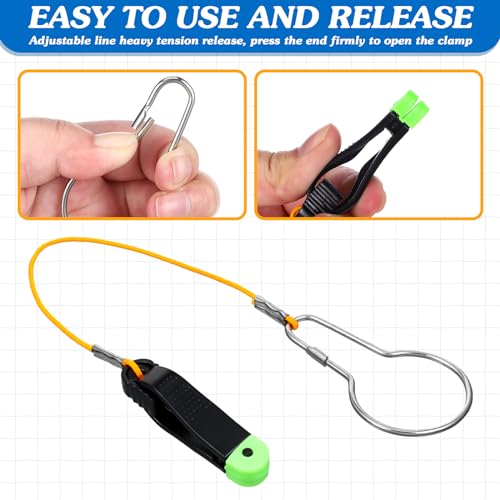Hollowfly 8 Pcs Fishing Downrigger Release Clips - Orange, 8.27 Inch Leader