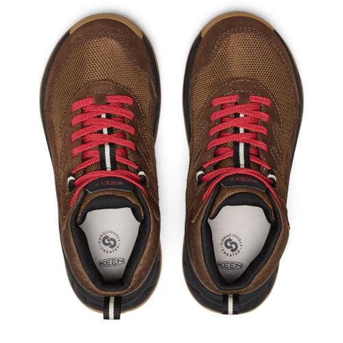 KEEN Unisex-Child Hightrail Mid Waterproof Hiking Boots - Dark Earth/Garnet, Size 13
