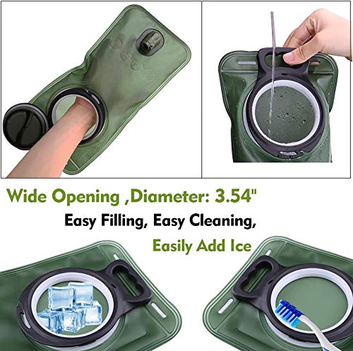 2L Hydration Bladder Water Reservoir for Hiking Camping Cycling - Military Green