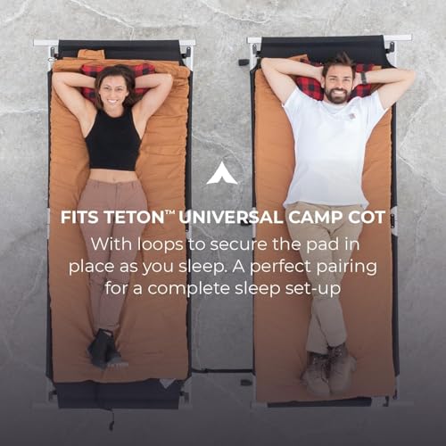 Teton Outfitter L Brown Camp Pad for Cots – Extra Thick Portable Sleeping Mattress for Adults, 75 x 24 inches