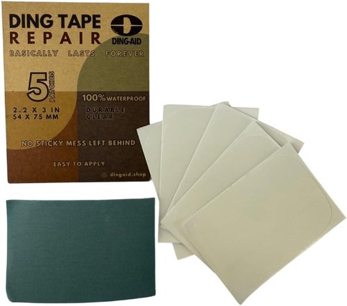 DING-Tape Surfboard Repair Tape - 100% Waterproof Patches with Sanding Sheet | 2.2 x 3 Inch, 5 or 10 Pack