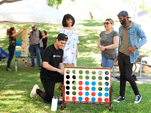 Giant Four-in-a-Row Lawn Game - Outdoor Wooden Family Game for Camping & Tailgating