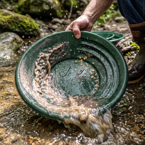 Gold Panning Kit with 3 Gold Pans & Accessories - Prospecting Supplies Set
