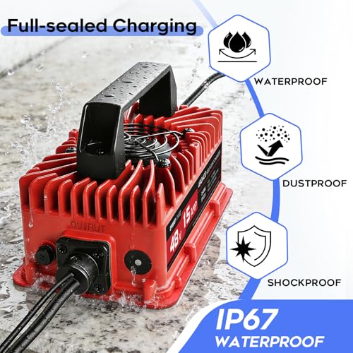 15 Amp Golf Cart Charger for 48V EZGO RXV & TXT - Red Variation