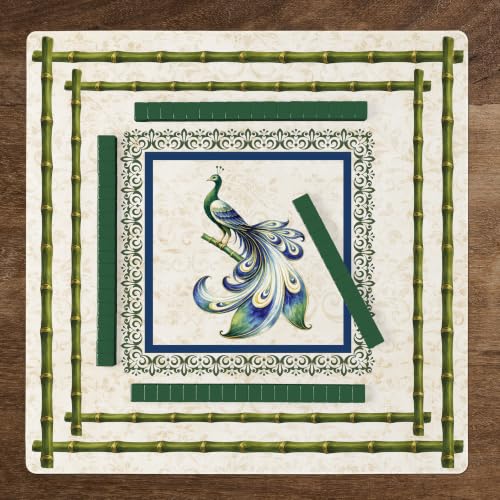 Green Classic Mahjong Mat for Table - Non-Slip Rubber, Travel Bag, 33x33 Inches