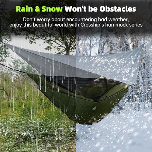 Camping Hammock with Mosquito Net, Underquilt & Rain Fly Tarp - Green