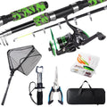 Green 6.9ft Telescopic Fishing Rod and Reel Combo Kit with Net and Lures