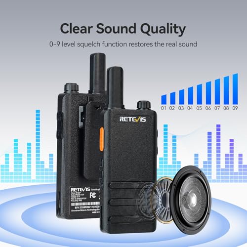 Retevis RT22P Rechargeable Compact Walkie Talkies 2-Way Radio 4 Pack Without Earpiece