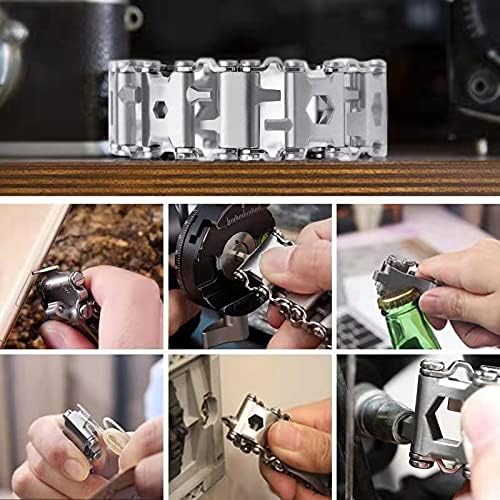 Multitool Bracelet 29-in-1 Utility Wristband for Camping Hiking Sailing - Silver