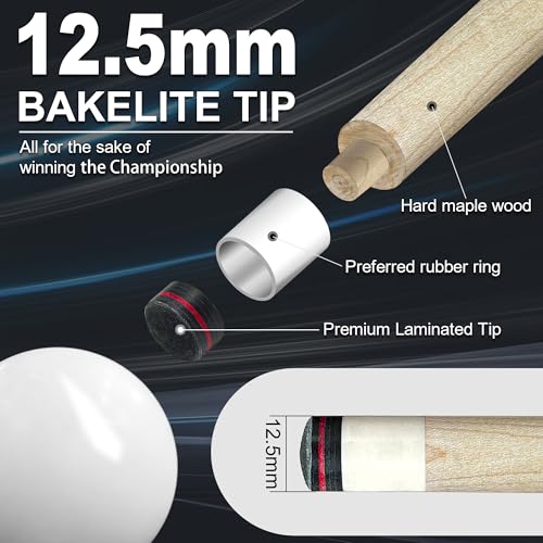 58-Inch Professional Pool Cue Stick 20oz Canadian Maple Billiard Cue with Leather Case
