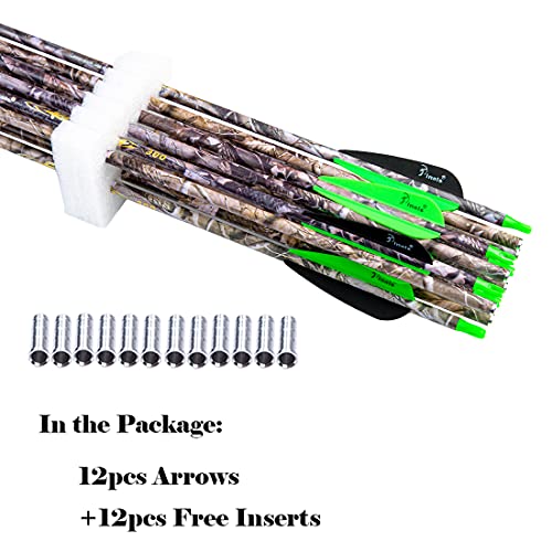 Carbon Hunting Arrows 28-30 Inch Spines for Recurve and Compound Bows - Pack of 12