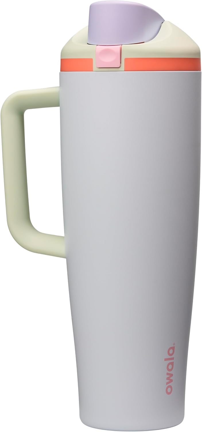 Owala FreeSip Tumbler - 40 oz. Stainless Steel - Stylish Mint & Purple Beach House Design