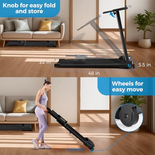 AoraPulse Black Portable Foldable Treadmill for Home & Office Exercise - 300 lbs Capacity