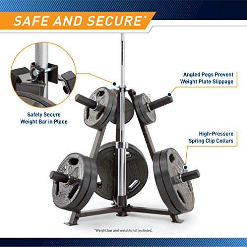 Marcy Triangular Black Olympic Weight Plate Tree for 2-Inch Plates and Barbell Storage