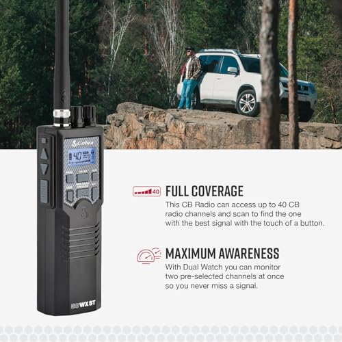 CB Radio Handheld Emergency Radio with NOAA Alerts & Dual Channel Monitoring - Cobra HH50WXST