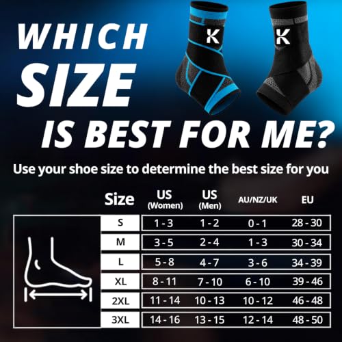 X-Large Ankle Compression Sleeve & Brace for Plantar Fasciitis Relief - Black