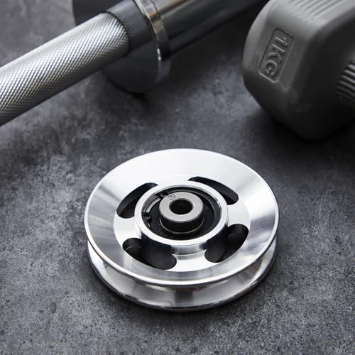 Soulchen Aluminum Cable Pulley Wheel 90mm, Silver, 2-14 Pcs Fitness Pulley System