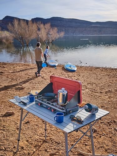 Portable Camping Stove with 20,000 BTU Two-Burner Cooktop, Compact & Lightweight