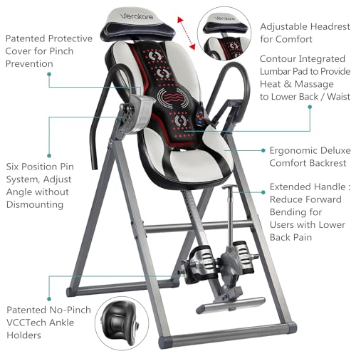 Verakare Advanced Heat & Massage Inversion Table with Lumbar Pad