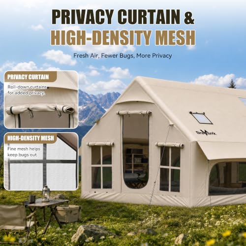 Inflatable Family Camping Tent 8-12 Person, All-Season Waterproof Glamping Tent