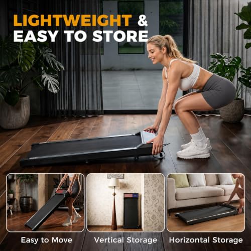 Gkyet Flag Under-Desk Treadmill with Incline, 2.5 HP Home Walking Machine, Remote & LED Display