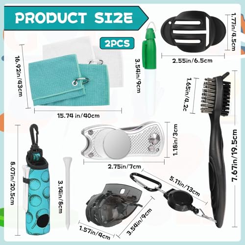 Teal Golf Accessories Kit with Towel, Marking Pens, Divot Tool & More