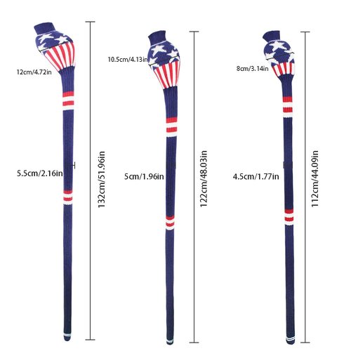 Scott Edward Knitted Golf Club Cover Long Full Coverage Golf Club Cover Set of 3 Fits Well Driver(460cc) Fairway Wood and Hybrid(UT) Golf Club Protector for Male/Female on Blue Star Stripe Style