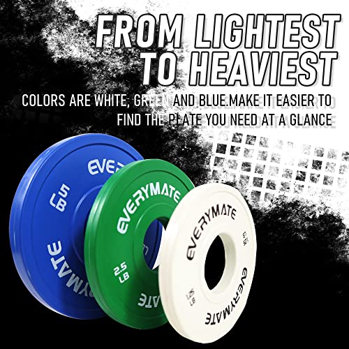 EVERYMATE 37.5LB Olympic Bumper Change Plates Set 1.25/2.5/5/10LB - Steel Core Rubber Coated
