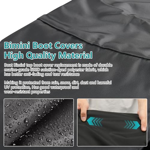 Oversize Boat Bimini Top Canvas Storage Boot for Large Frames Up to 8.5 ft - Black
