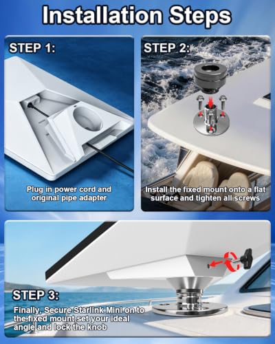 Marine Stainless Steel Starlink Mini Antenna Mount for Boats & RVs