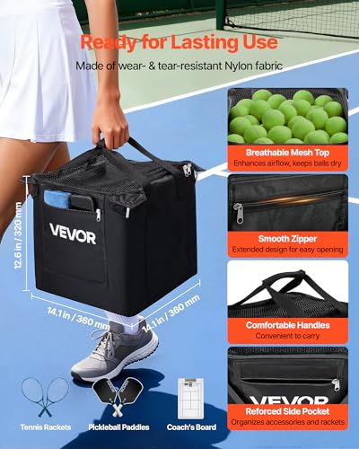 150 Balls Tennis & Pickleball Hopper Cart - Foldable Ball Holder & Storage Bag