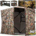HUNTSEN 360° See-Through Portable Hunting Blind for 2-3 People - Lightweight, Dual Door, Floor Mat Included