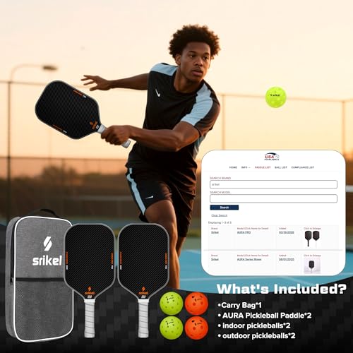 Pickleball Paddles Set - USAPA Approved T700 Carbon Fiber Rackets for 2 Players