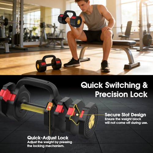 Black Adjustable Dumbbell Set 4-in-1 5-20.5lb for Home Gym - Hamjoiet