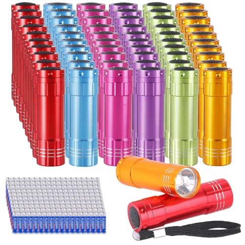 KunHe 60 Pack Mini LED Flashlights with Batteries Bulk for Party & Emergency