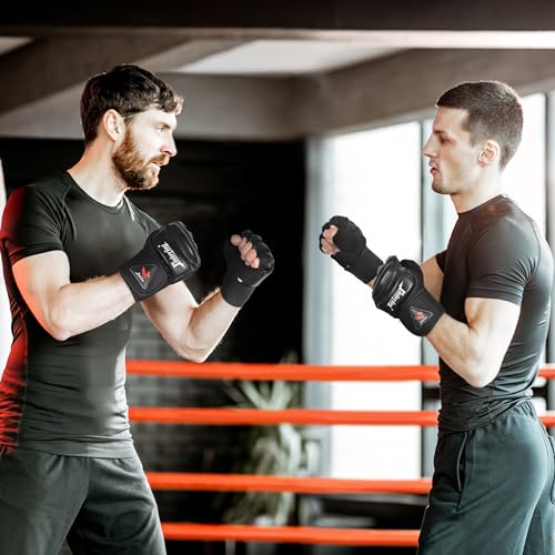 Xinluying MMA Boxing Gloves - Black, Large 28cm Wide Wristband PU