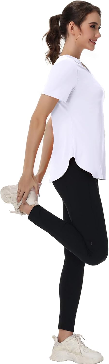 Skiennix Women's Workout Tops - Moisture-Wicking V-Neck Athletic Tee for Yoga & Gym | Short Sleeve