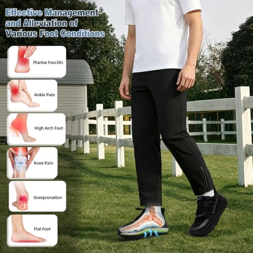 Men's Wide Orthopedic Support Shoes for Plantar Fasciitis - Slip-Resistant Hiking Sneakers, Black, 10 Wide, K1