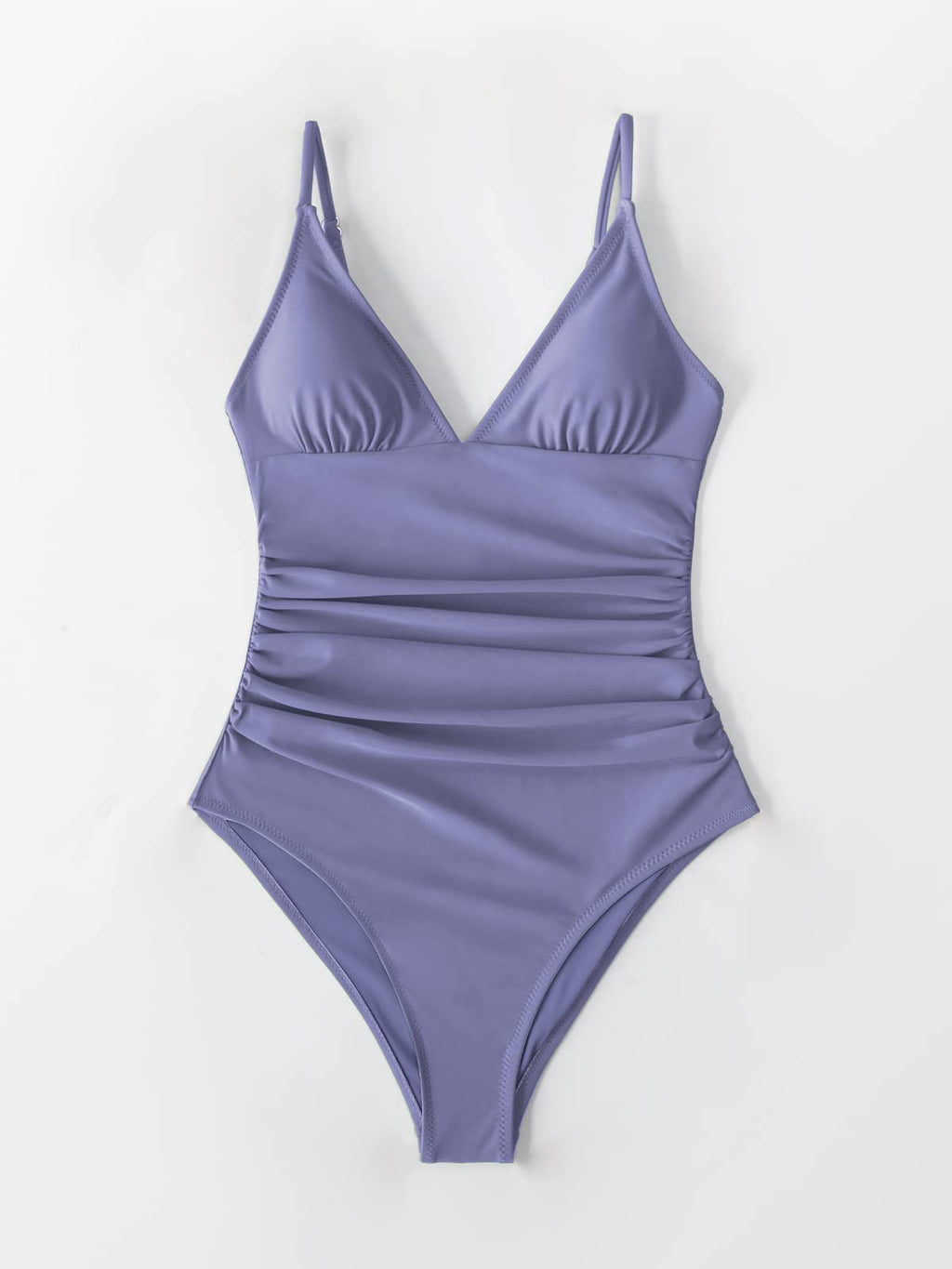 CUPSHE Women's One Piece Swimsuit Tummy Control V Neck Two Piece Bathing Suits, Purple, XS